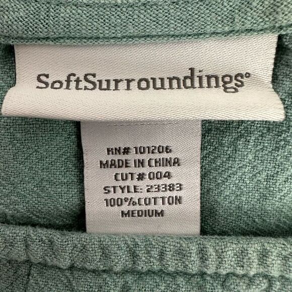 Soft Surroundings Cotton Tunic Blouse Womens Size Medium Pale Aqua - Picture 6 of 7
